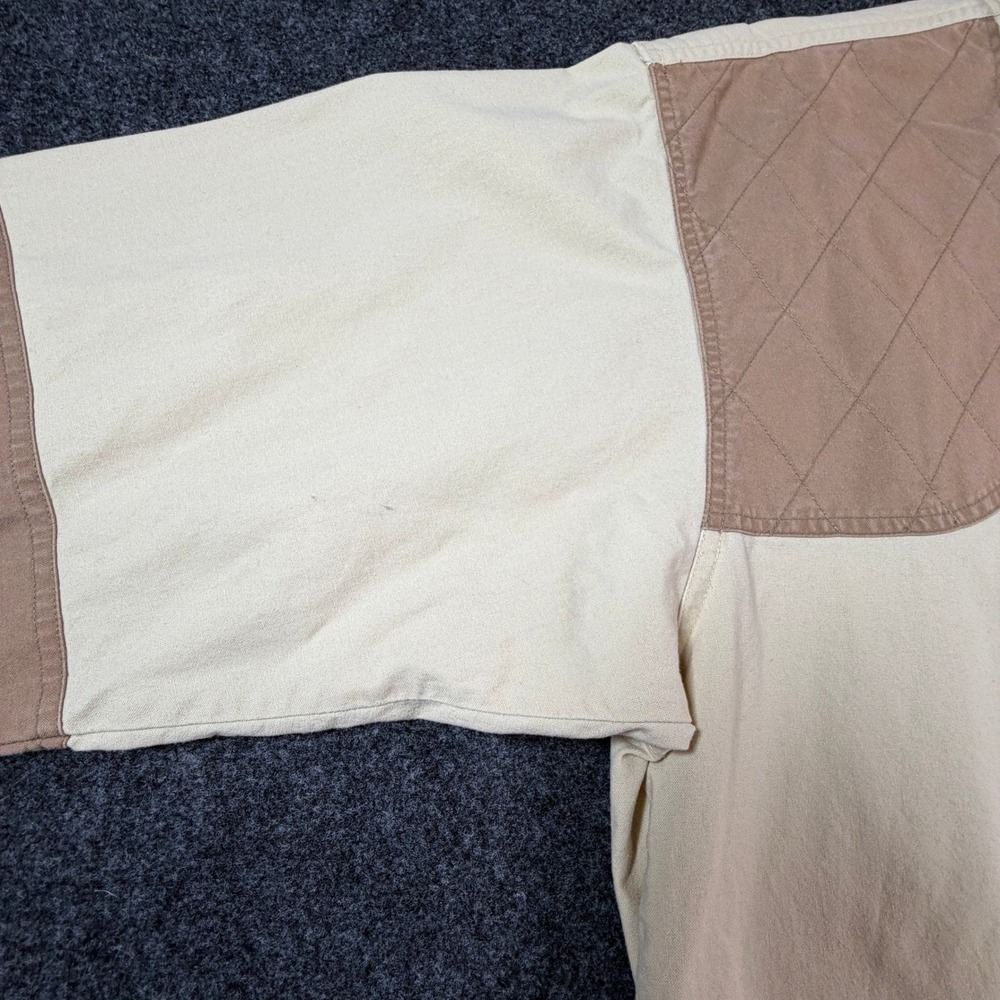 Columbia Mens Shooting Shirt Beige Tan Quilted Shoulder Patch Cotton Size L - Picture 12 of 13